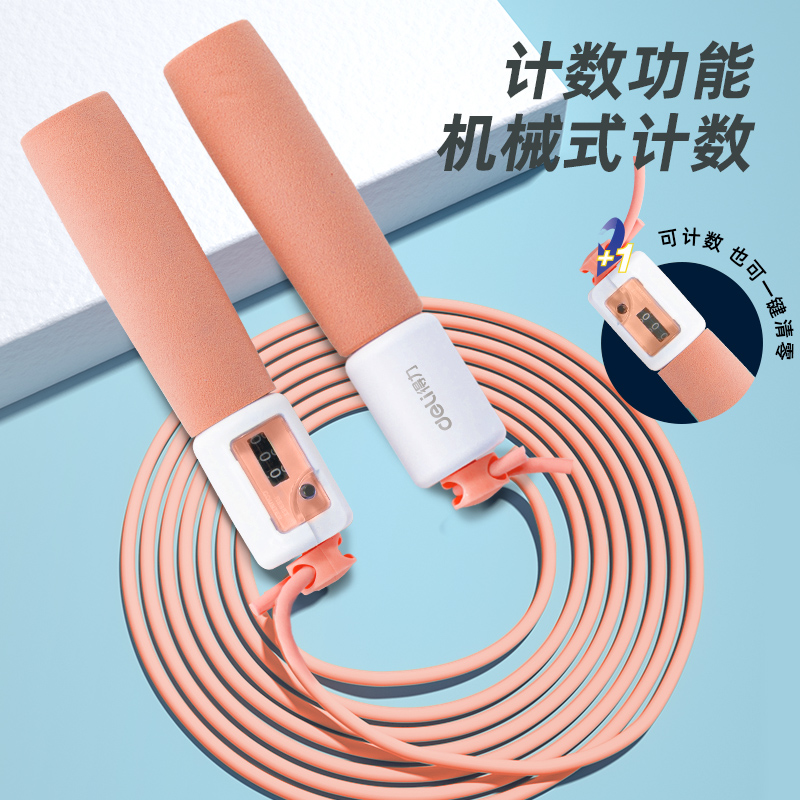 s36沙龙会18701泡棉手柄机械计数PVC跳绳(粉)(根)