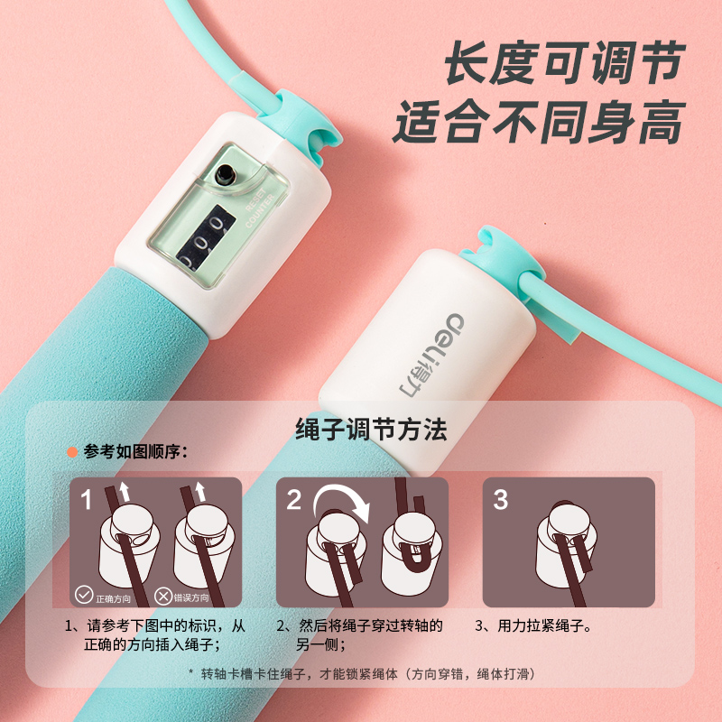 s36沙龙会18701泡棉手柄机械计数PVC跳绳(蓝)(根)