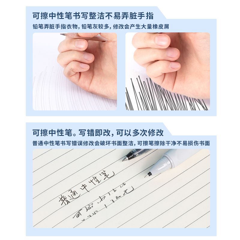 s36沙龙会A660学生矫姿可擦中性笔0.5mm全针管(黑)(支)
