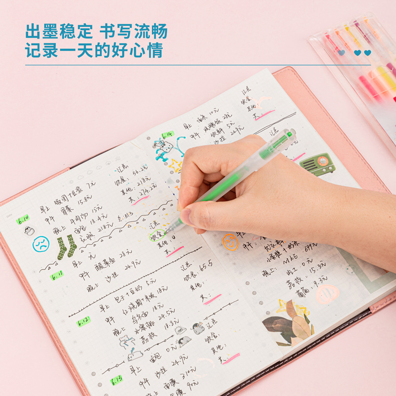 s36沙龙会A129荧色泽色中性笔0.5mm弹簧头(混)(盒)