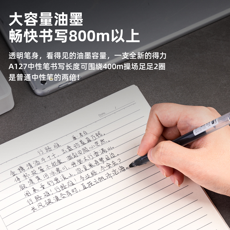 s36沙龙会A127大容量学生中性笔0.5mm全针管(黑)(支)