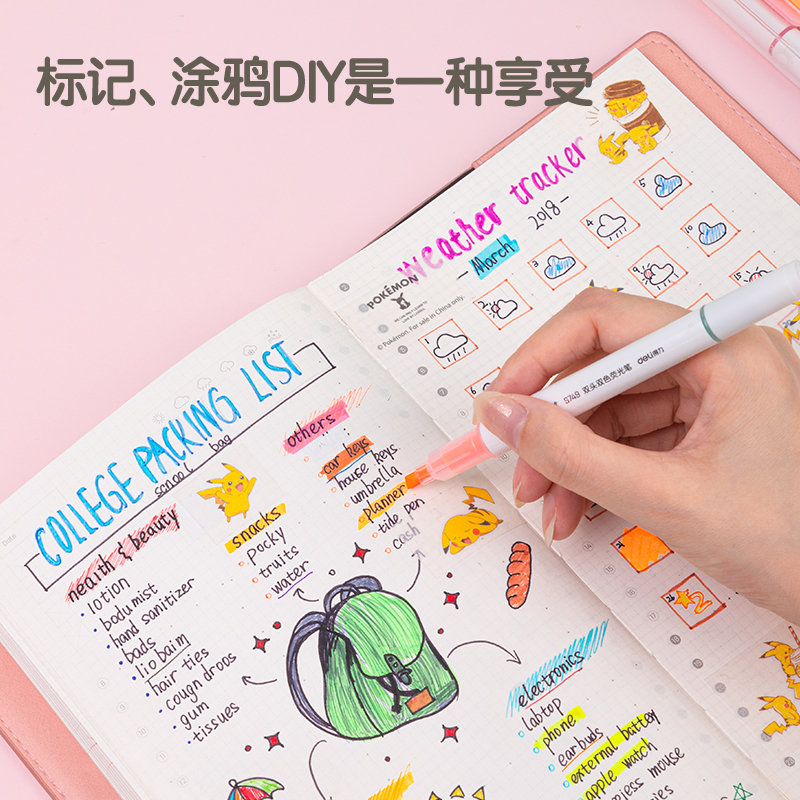 s36沙龙会S749中国航天双头双色荧光笔(混)(盒)