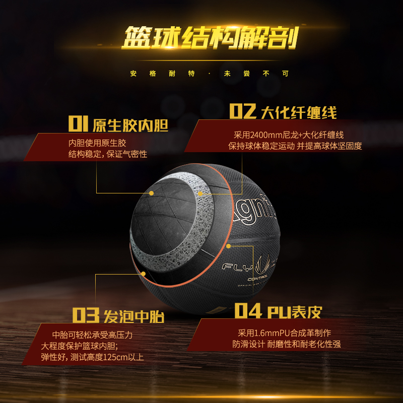 安格耐特F1172_7号仿生吸湿PU贴皮篮球(玄色)(个)