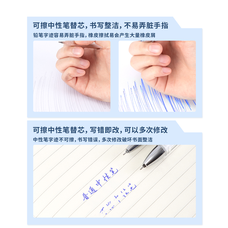 s36沙龙会A725可擦中性笔替芯0.5mm全针管(晶蓝)(支)