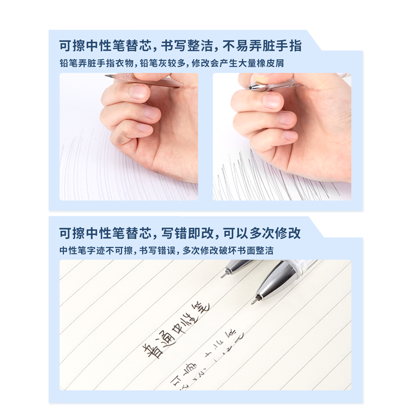 s36沙龙会A725可擦中性笔替芯0.5mm全针管(黑)(支)