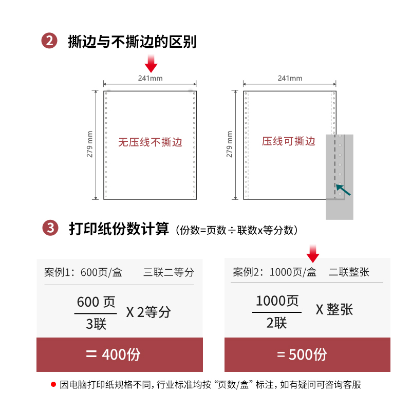 s36沙龙会尼罗河NL241-2电脑打印纸(C彩色不撕边)(1000页/盒)