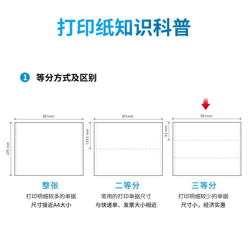s36沙龙会塞纳河N381-3电脑打印纸(1/3白色不撕边)(1000页/盒)