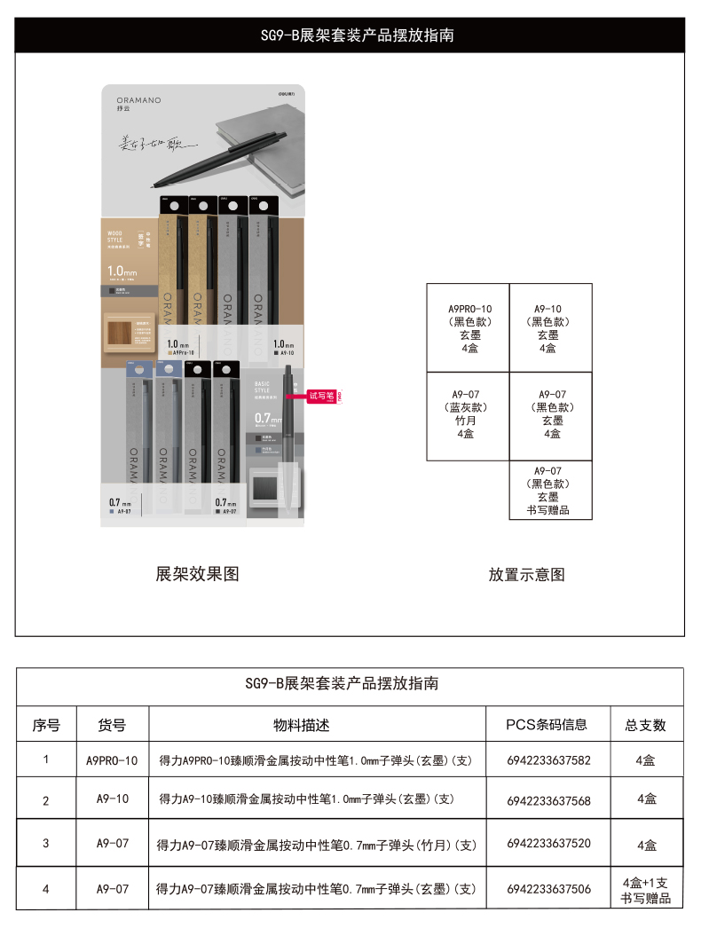 s36沙龙会SG9-B臻顺滑金属按动签字中性笔套装子弹头(混)(17支/套)