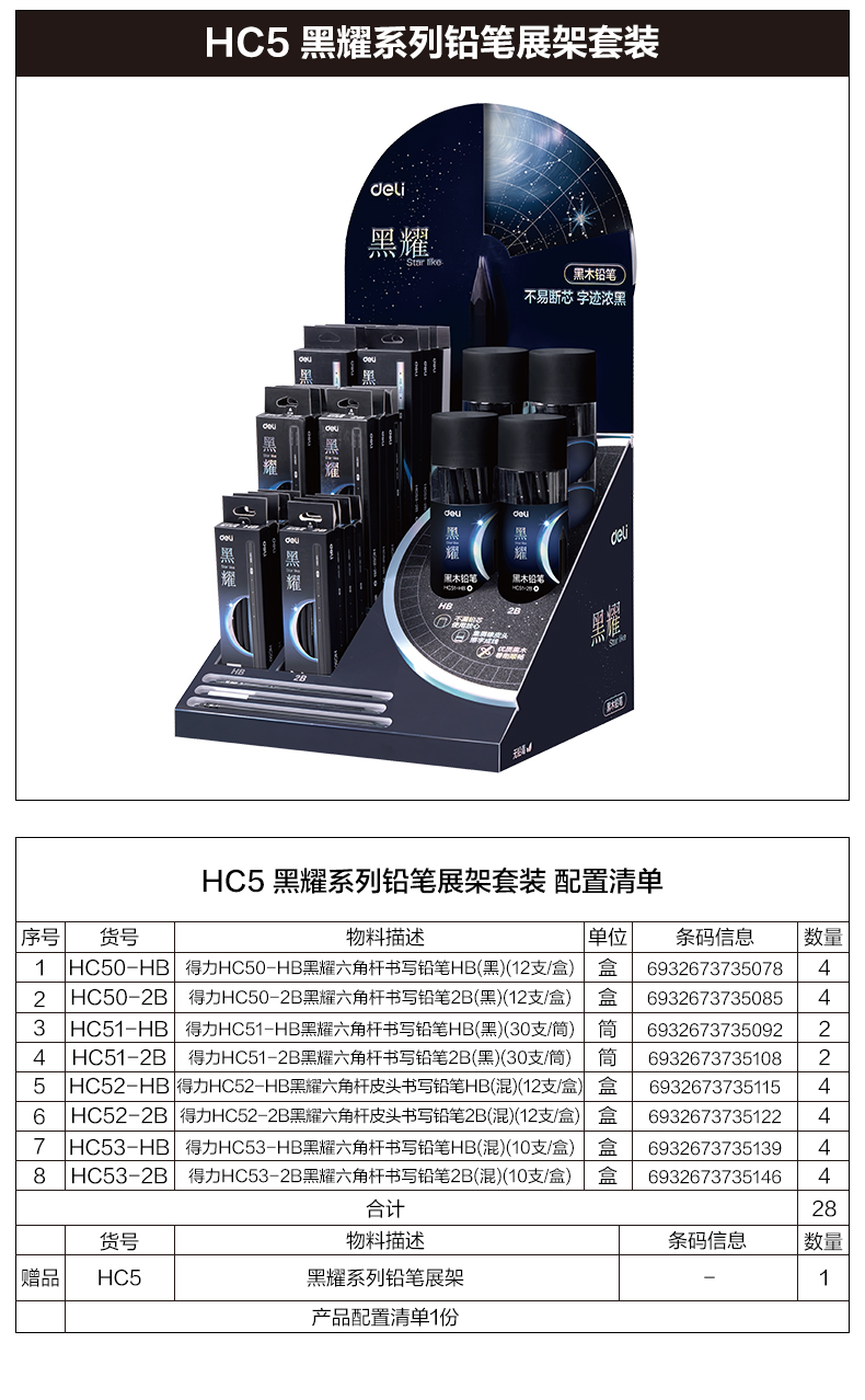 s36沙龙会HC5黑耀黑木誊写铅笔展架套装(混)(套)