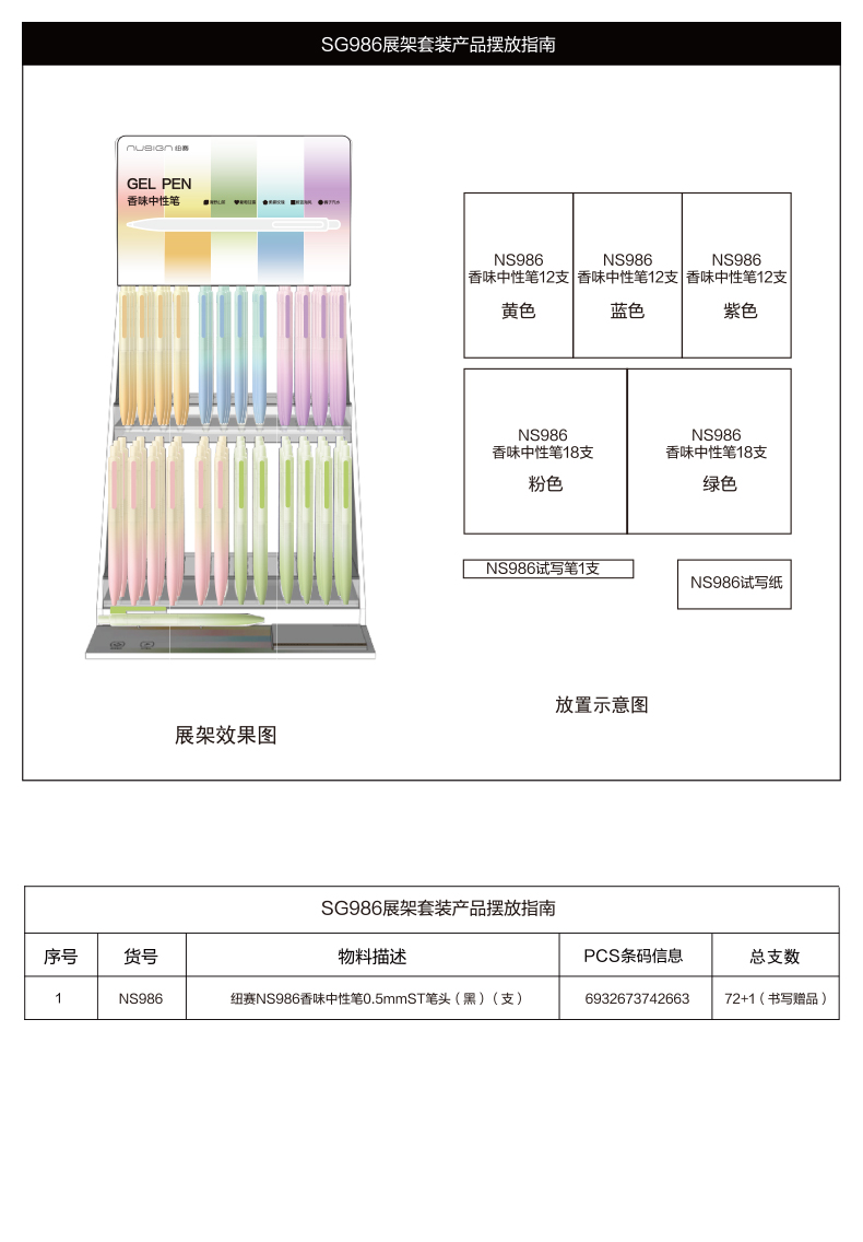 纽赛SG986按动纽赛中性笔0.5mmST头(玄色)(套)