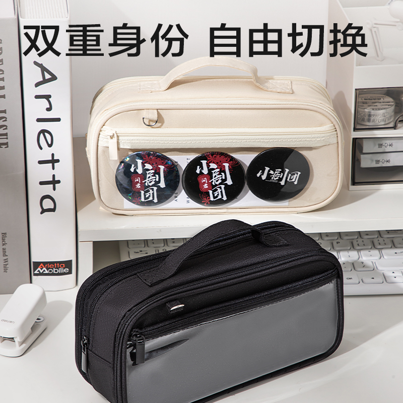 s36沙龙会BC433三拉链提手笔袋(黑)(个)
