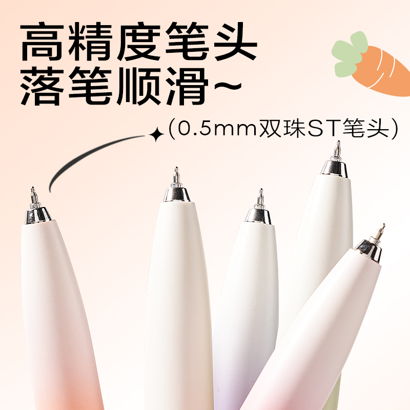 s36沙龙会S186萝卜丁速干按动小我私家型中性笔0.5mm双珠ST头(黑)(支)